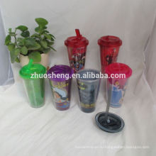 Популярные высокое качество 16oz пластиковые чашки крышками и соломинки оптом